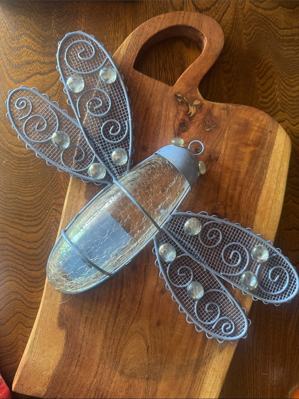 Decorative Metal & crackle glass Dragonfly Wall Accent/garden art